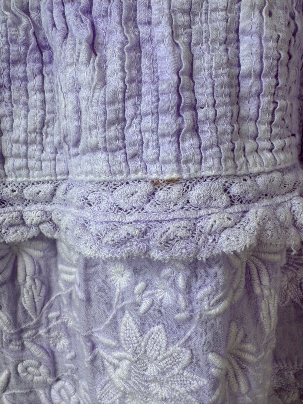 LoveShackFancy Lavender Tiered Eyelet Mini Skirt - Picture 6 of 6